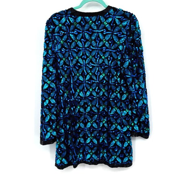 Laurence Kazar vintage sequined blazer 100% silk Woman’s size medium Large - Picture 11 of 15